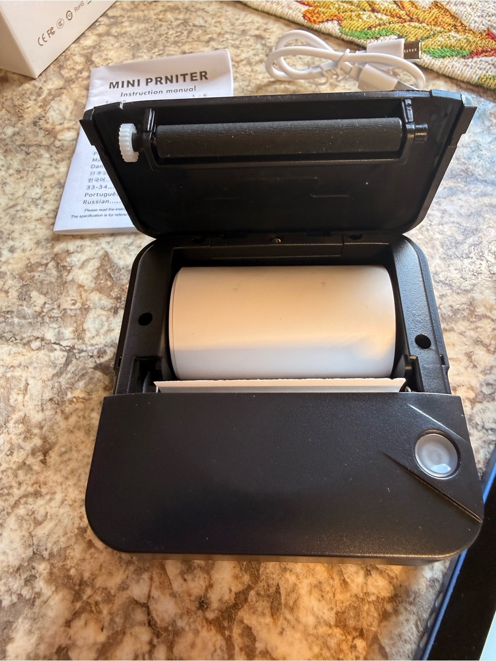 Mini Black Portable Receipt Printer - Black